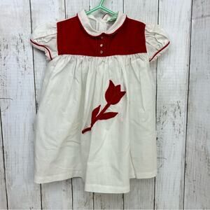 1960’s Vintage A Baby Togs Creation White Red Tulip Dress
